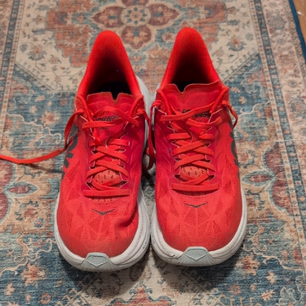 Hoka One One Fiery Red Athletic Shoes